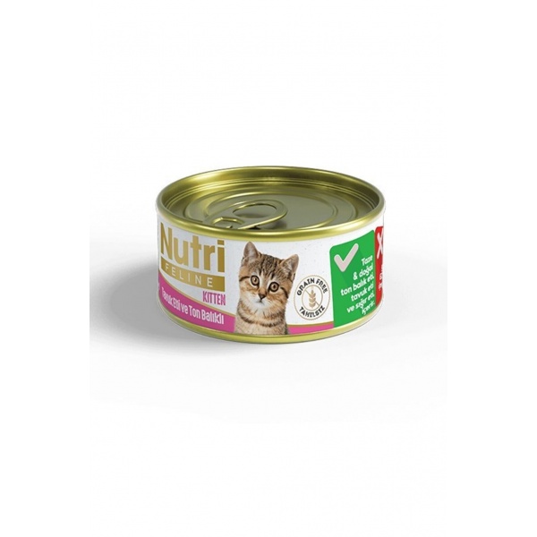 Nutri Feline Tahılsız Tavuklu Ton Balıklı Yavru Kedi Konservesi 85 gr